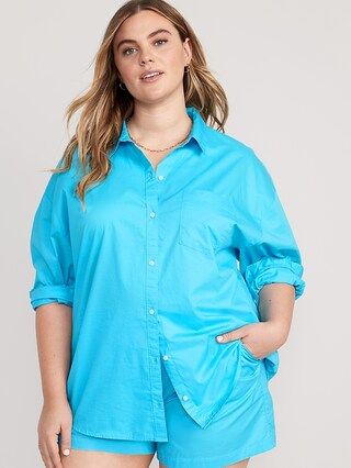 Oversized Poplin Boyfriend Shirt for Women | Old Navy (US)