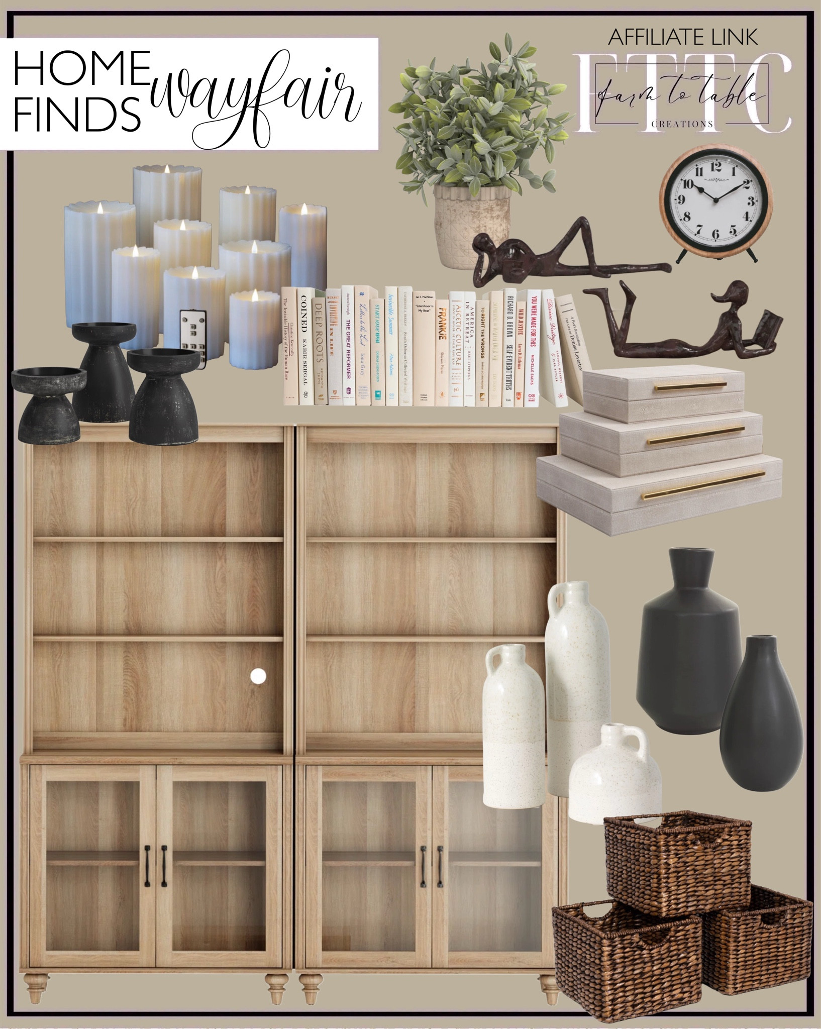 Wayfair Home Finds. Follow @farmtotablecreations on Instagram for more inspiration.

Oak Bookcase with doors. Ceramic Table Vases. Minimalist Vase. Faux Leather Boxes. Wicker Basket Set. Decorative Book Set. Sculpture Set. Flameless Candles. Pillar Candlestick Set. Faux Eucalyptus Plant. Tabletop Clock. 

Wayfair Weekend Clearance | Bookshelf Decor | Bedroom Space | Cozy Corner | Bathroom | Curated Entryway | Spring  Decor | End of Year Clearance | Trending Decor | Viral Decor | Amazon Holiday | Bedroom corner | Coffee Table Decor | Neutral Decor | Fall Stem Sale | Target Finds | Skinny Bench | Bedroom | Living Room | Breakfast Nook | Amazon Home | Target Sale | Loloi Rugs | Magnolia Home | console table | console table styling | faux stems | entryway space | front porch decor | neutral decor | entryway decor | cozy home | affordable decor |  home decor | home inspiration | console styling | entryway rug | cozy moody home | moody home decor | neutral home | bathroom decor | living room | spring decor | Hearth & Hand | Studio McGee





#LTKFindsUnder50 #LTKSaleAlert #LTKHome