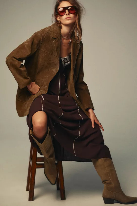 SPLIT SUEDE KNEE-HIGH BOOTS | Zara UK