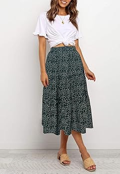 MEROKEETY Women's Boho Leopard Print Skirt Pleated A-Line Swing Midi Skirts | Amazon (US)