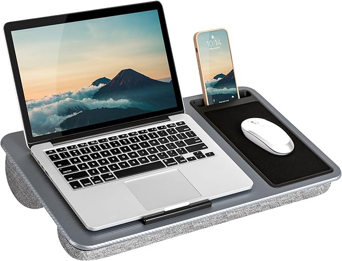 LAPGEAR Home Office Lap Desk with Device Ledge, Mouse Pad, and Phone Holder - Silver Carbon - Fit... | Amazon (US)