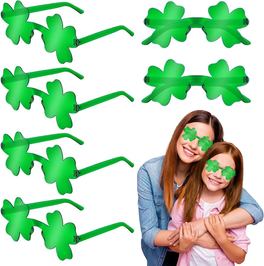 St Patricks Day Green Shamrock Accessories 12 PCS, Saint Patricks Four Leaf Clover Glasses Party ... | Amazon (US)