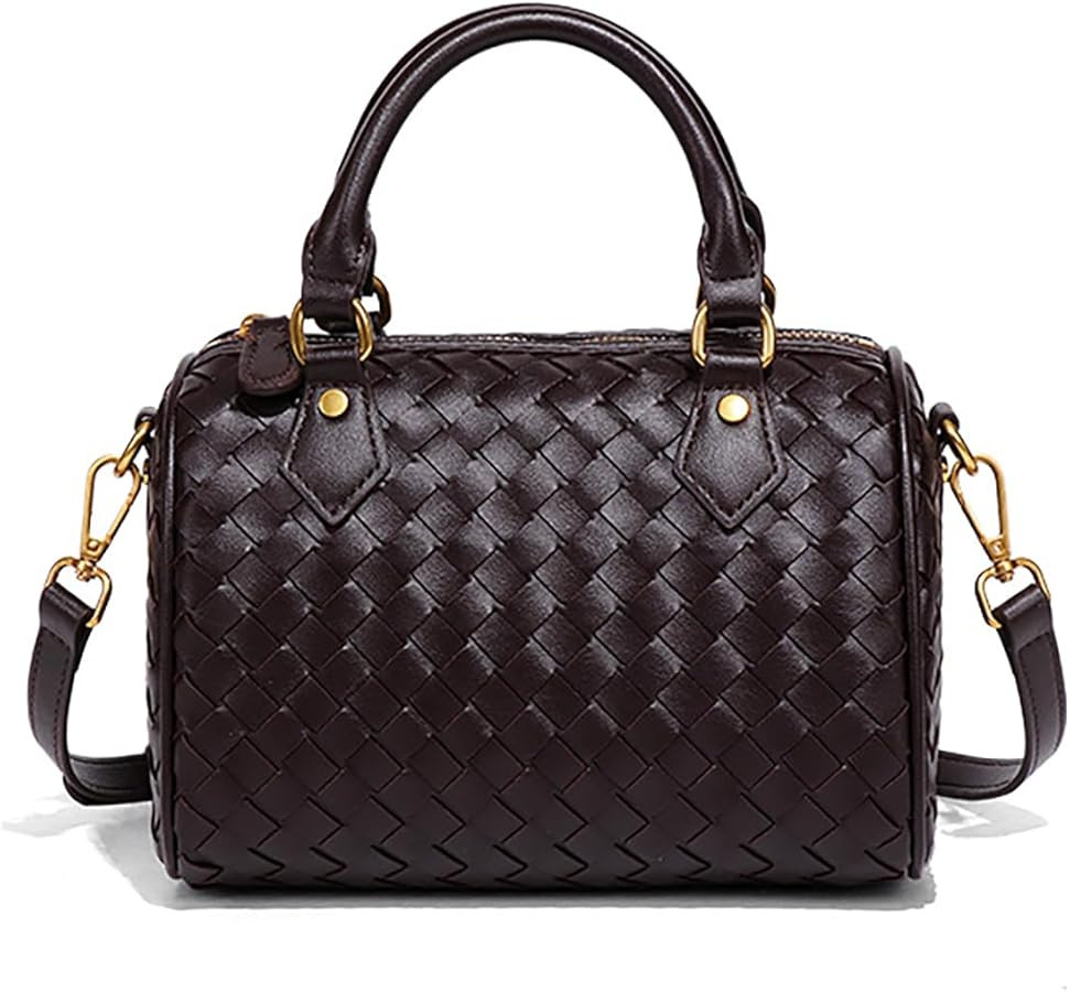 Small Woven Bags for Women Crossbody Purse Leather Barrel Bag Top Handle Handbag with Shoulder St... | Amazon (US)