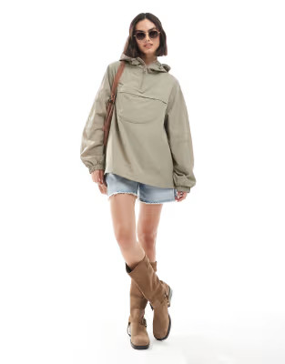 ASOS DESIGN pac-a-mac rainwear jacket in sage | ASOS (Global)
