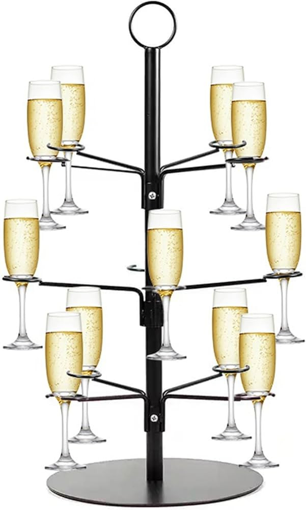 Champagne Tower, Cocktail Glass Holder Champagne Wall Holder for Party, 3 Tiers - 12 Holders, Mar... | Amazon (US)