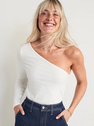 One-Shoulder Rib-Knit Top for Women | Old Navy (US)