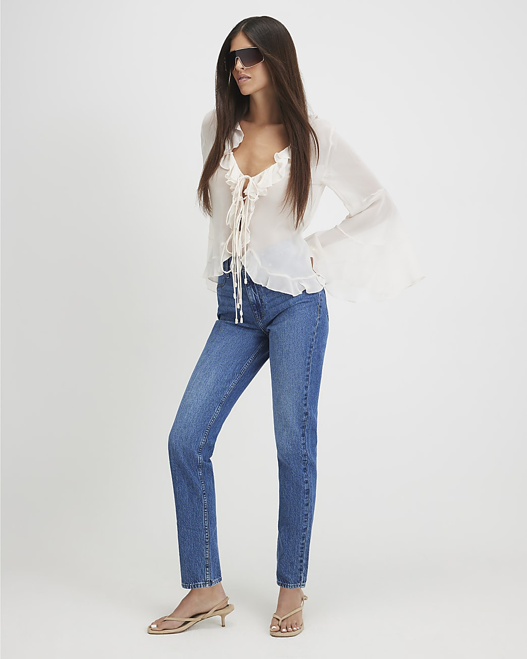 Blue High Waisted Classic Slim Fit Jeans | River Island UK & IE