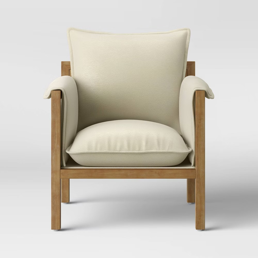Archdale Wood and Upholstered Accent Chair - Cream - Threshold | Target
