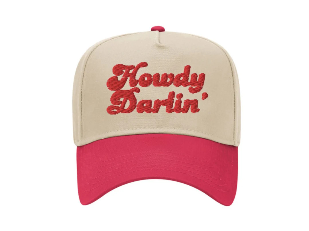 Howdy Darlin Hat Red Two Tone Hat Western Embroidered Trucker Hat for Concert Cowgirl Hat Red Two... | Etsy (US)