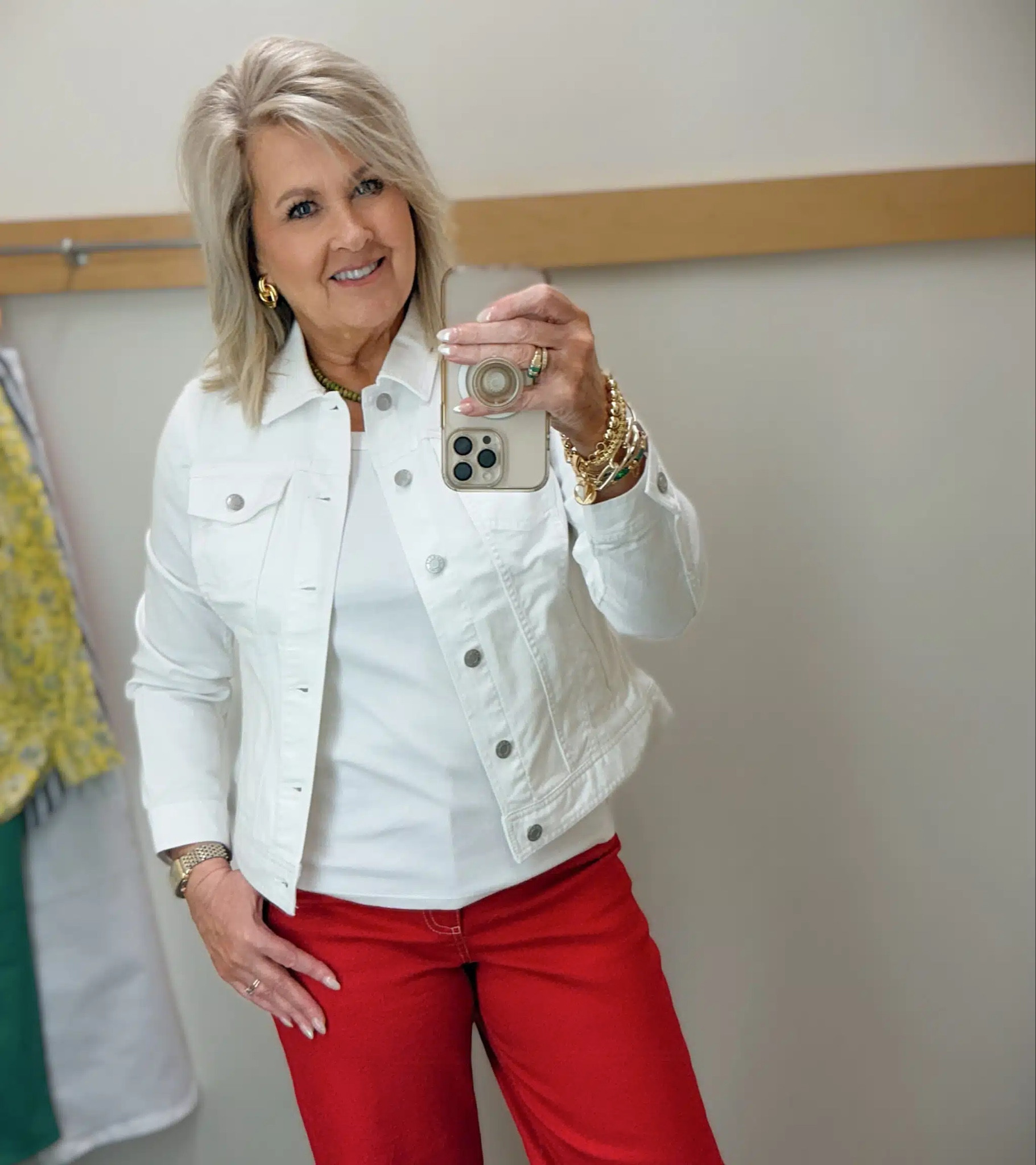 Do you freeze in restaurants, too? One time, Joe and I went out to eat, and I was so cold I could barely enjoy my meal. There just happened to be a Cato's next door, so I walked right out of the restaurant, bought a white denim jacket, and came back as if I had just solved a major life problem…which I kind of did! Lol!
 
Since then, I don't leave the house without some kind of layer.

#LTKOver40