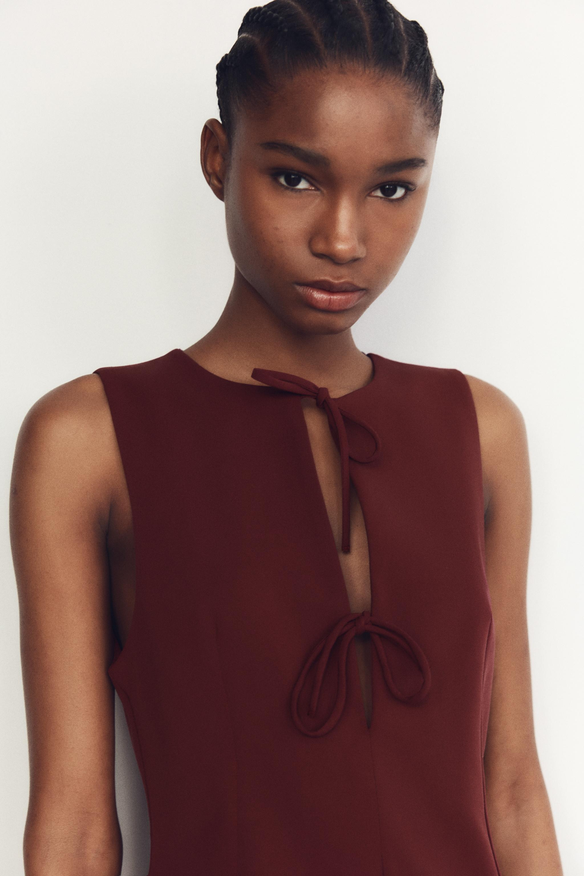 SHORT DRESS WITH BOWS AND GODET HEM | Zara UK