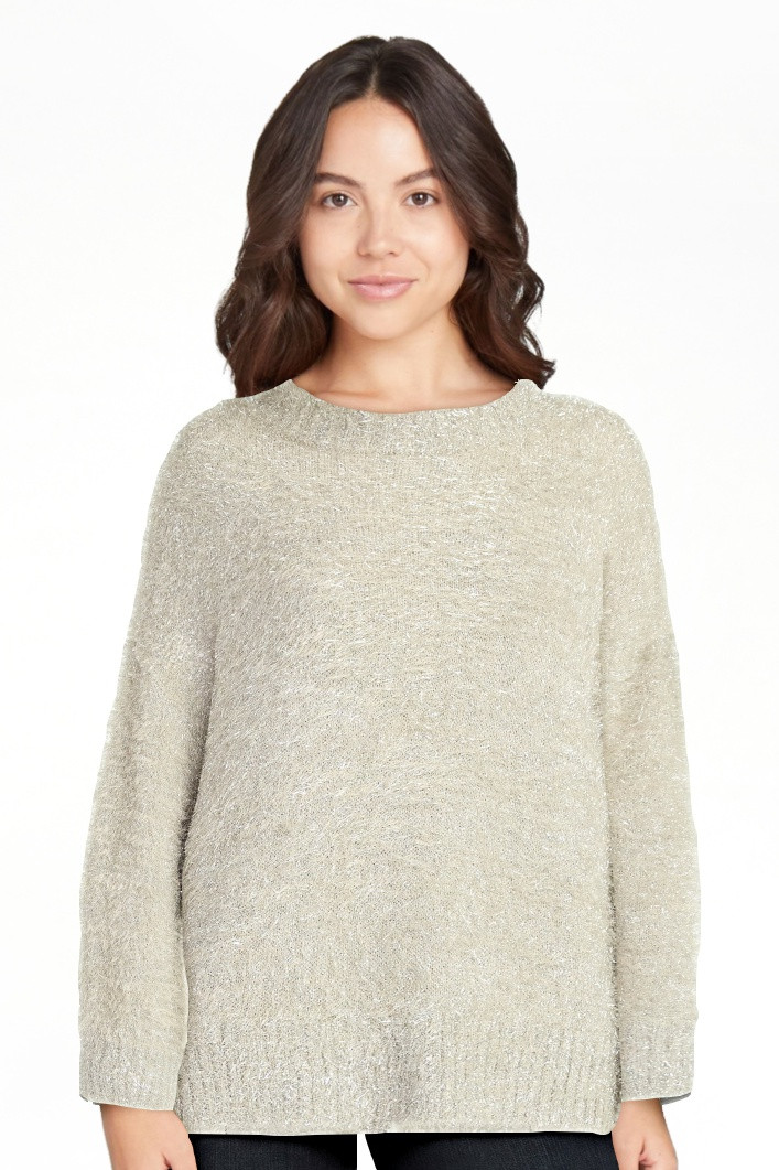 Scoop Women's Tinsel Knit Tunic Sweater with Long Sleeves, Midweight, Sizes, XS-XXL | Walmart (US)
