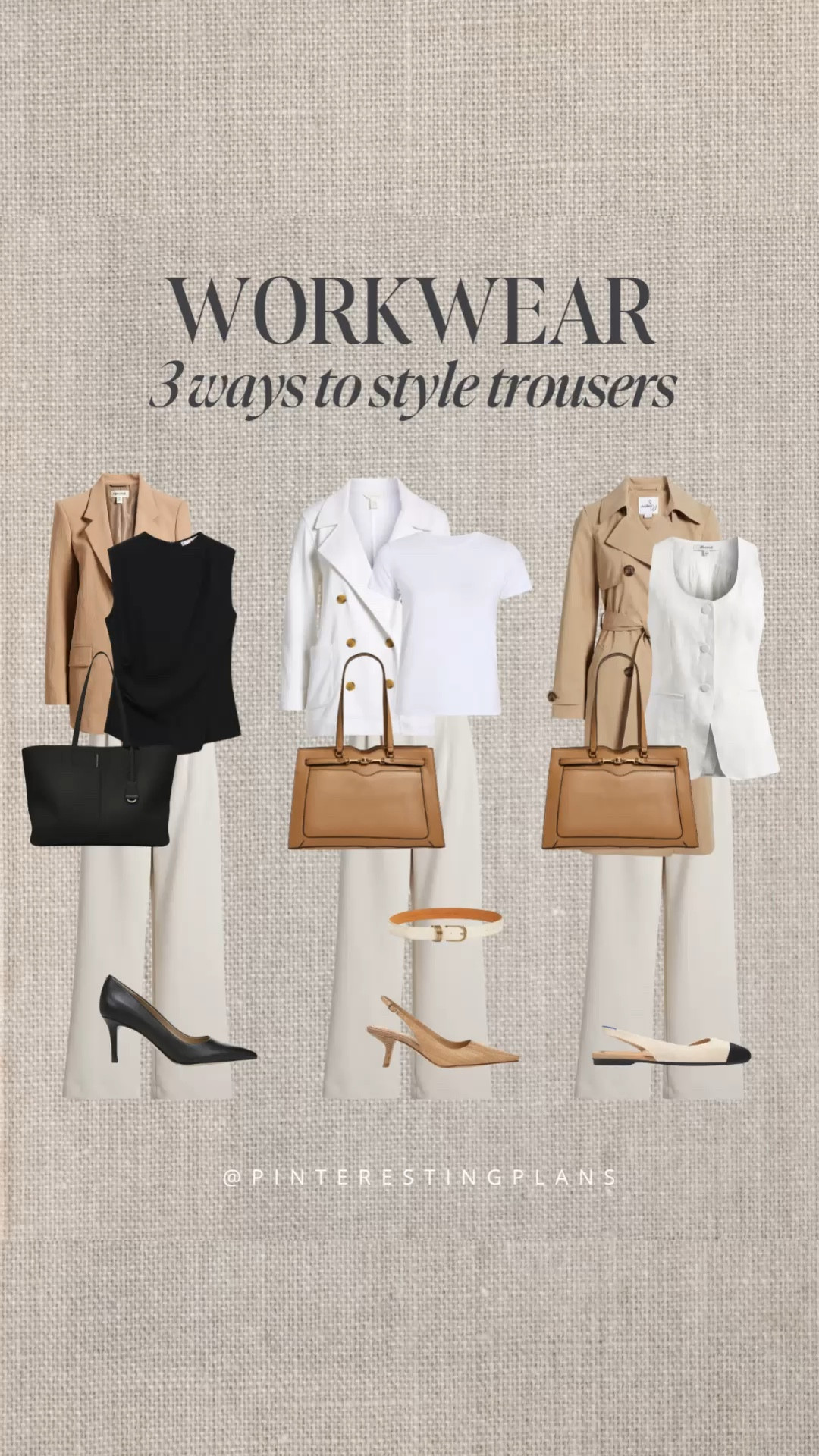 3 ways to style beige work trousers!

Neutral workwear outfit. Work outfit. Spring outfit. Nordstrom finds. Office work meeting outfit. 

#LTKStyleTip #LTKOver40 #LTKWorkwear