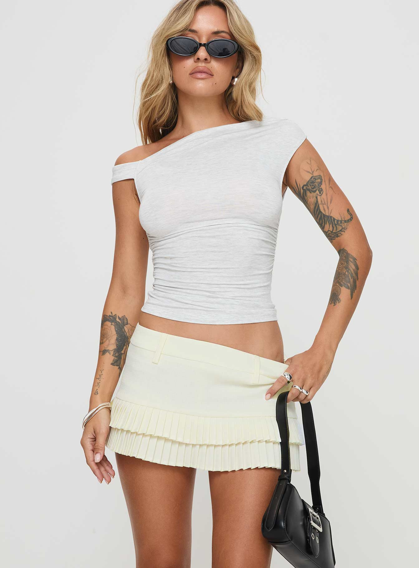 Deei Double Ruffle Mini Skort Soft Lemon | Princess Polly US