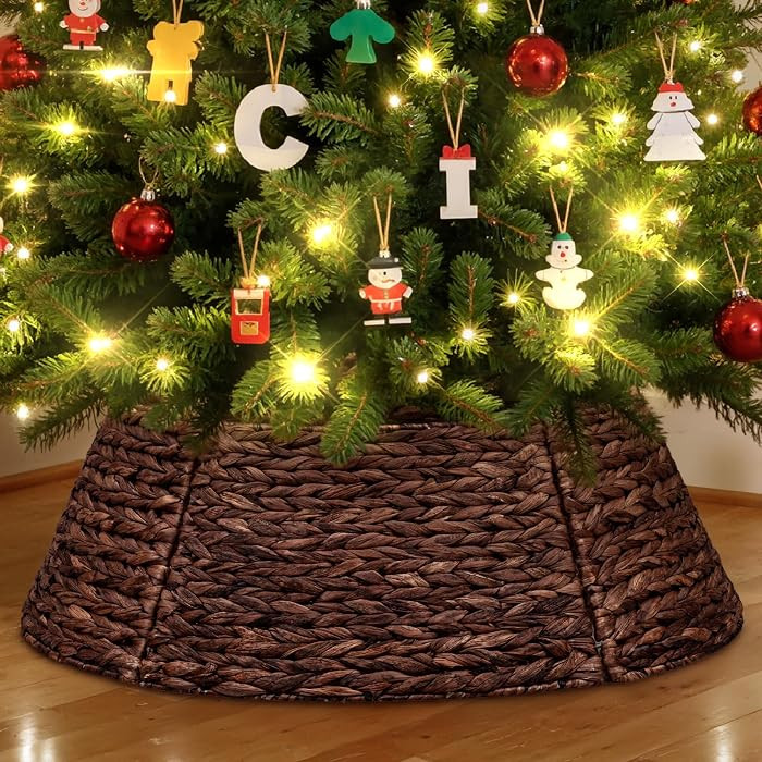 Lanpn Natural Rattan Christmas Tree Collar 36 inch, Decorative Wicker Woven Tree Skirt Ring Stand... | Amazon (US)