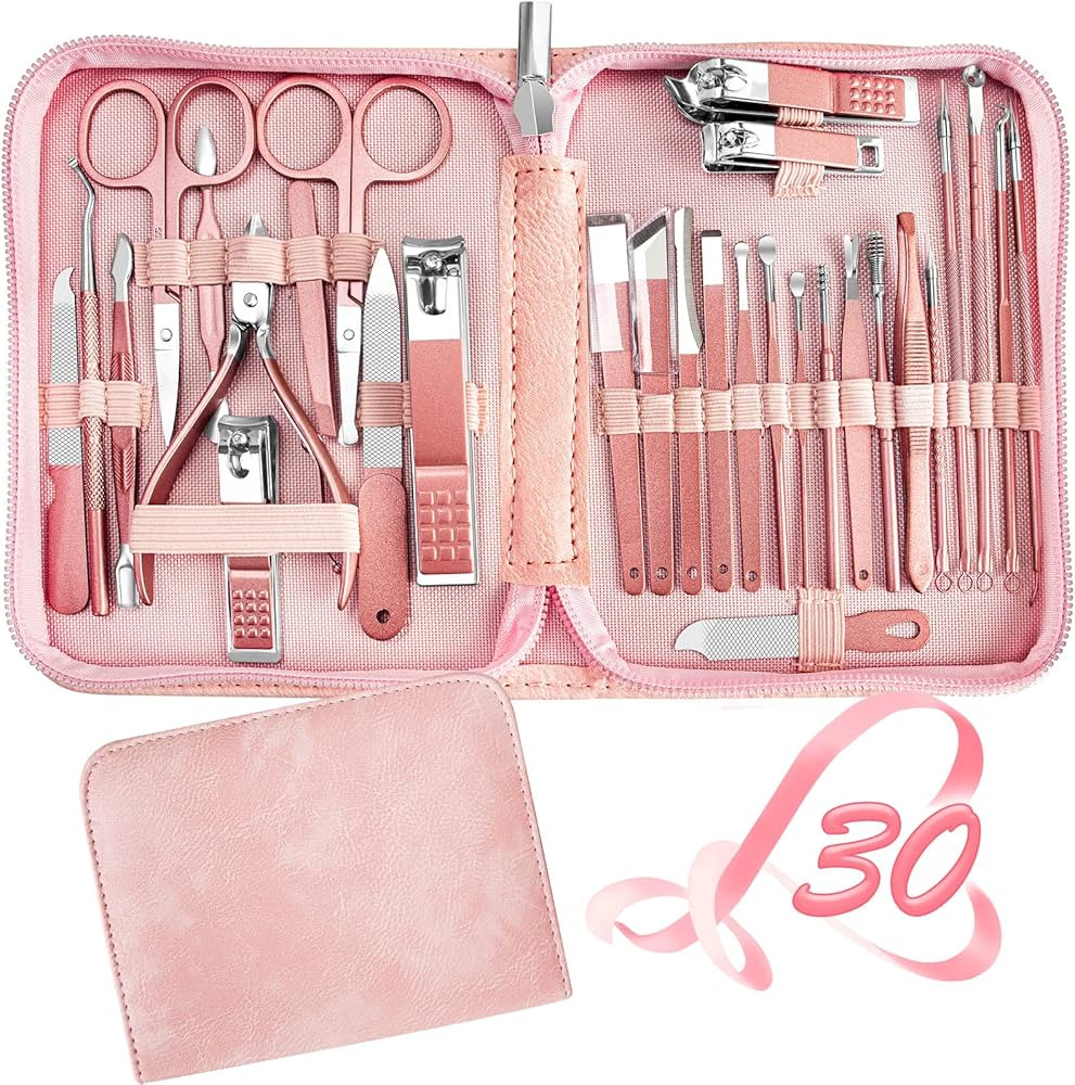 Manicure Set 30 in 1 Nail Clipper set, REDFLOW nail clippers, fingernail & toenail clippers, Mani... | Amazon (US)
