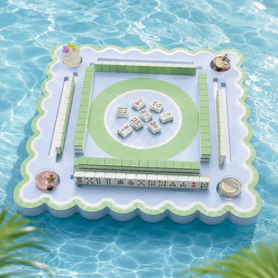 Floating Mahjong Table for Pool, Double-Sided Waterproof Floating Game Table with 4 Cup Holders &... | Amazon (US)