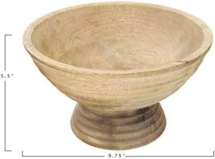 Creative Co-Op DF2440 Ridged Mango Wood Footed Bowl, Brown | Amazon (US)