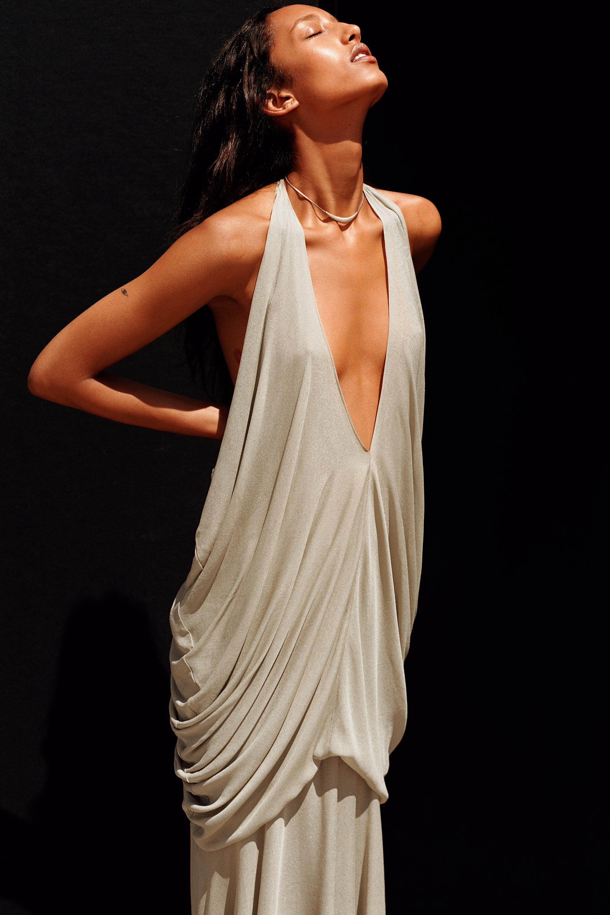 LIMITED EDITION HALTER VOLUME LONG DRESS | Zara US