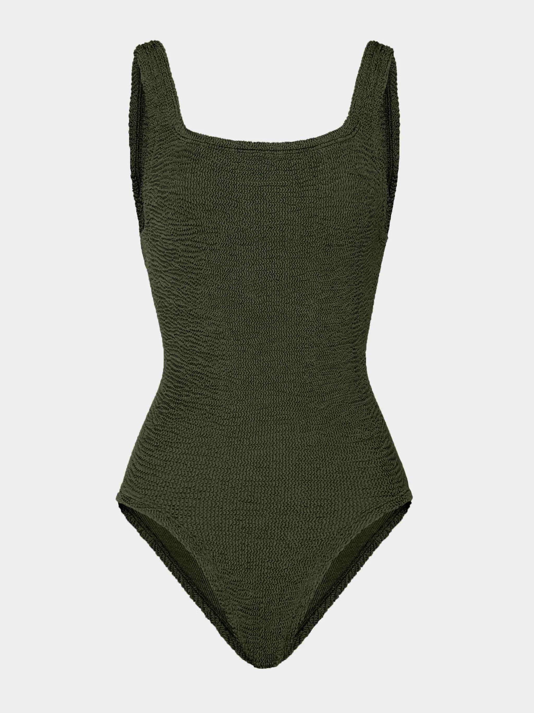 Coverage Square Neck Swim - Metallic Khaki | HUNZA G