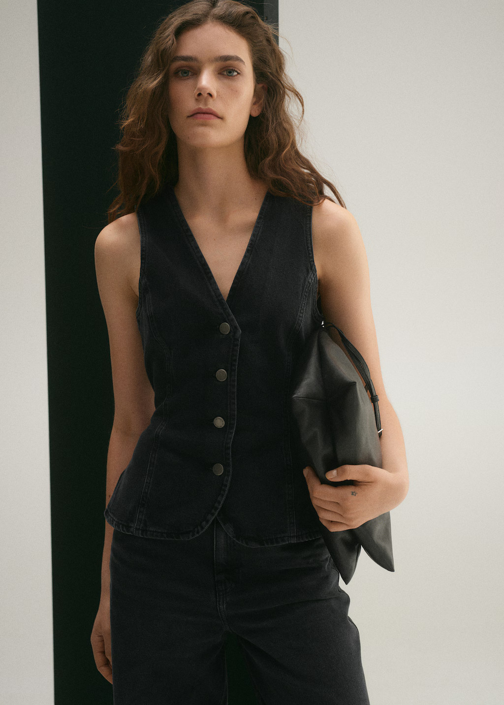 Denim waistcoat with bow - Women | MANGO United Kingdom | MANGO (UK)