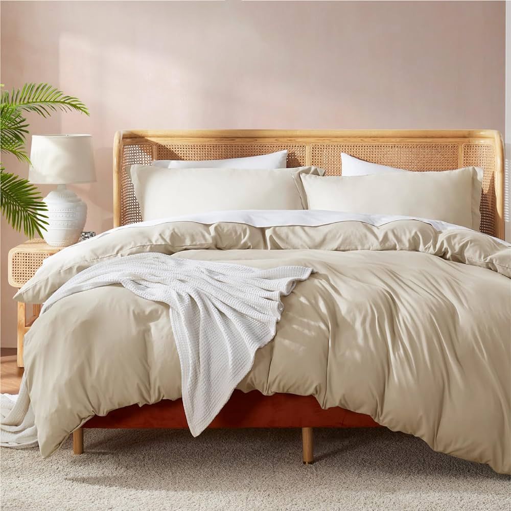Nestl Beige Cream Duvet Cover King Size - Soft Double Brushed King Duvet Cover Set, 3 Piece, with... | Amazon (US)
