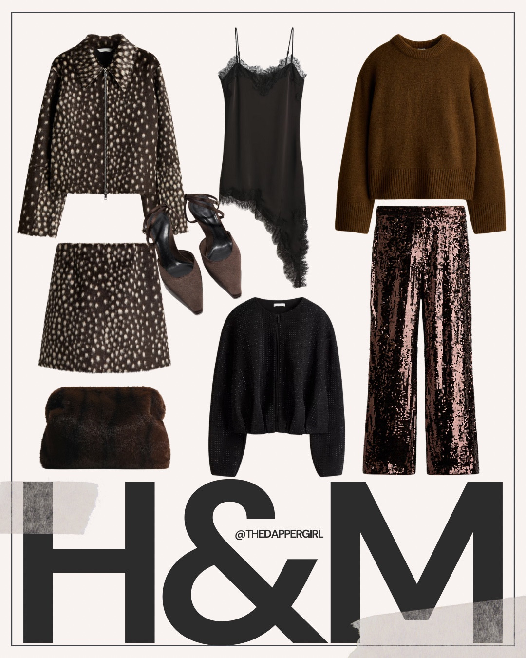 H&M Sale! 20% off - loving these new arrivals from H&M! #ChocolateBrownSweater #PartyOutfit #BrownSequinPants #DeerPrintJacket #BrownSlingbackHeels

#LTKFindsUnder50 #LTKSaleAlert