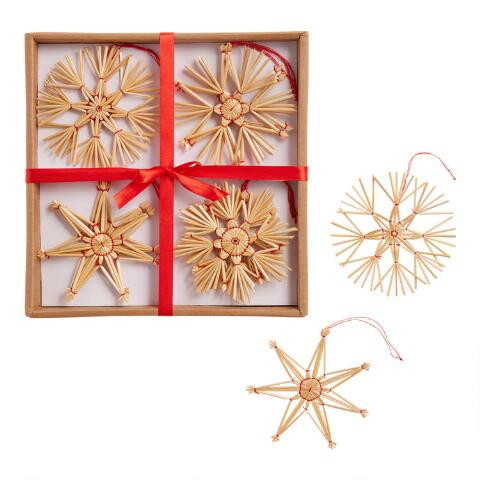 Straw Stars Boxed Ornaments 12 Pack | World Market