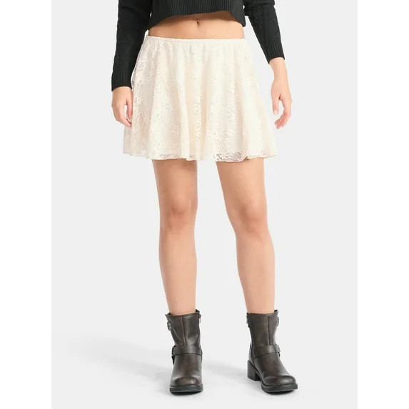 No Boundaries Lace Flouncy Mini Skirt, Women's | Walmart (US)