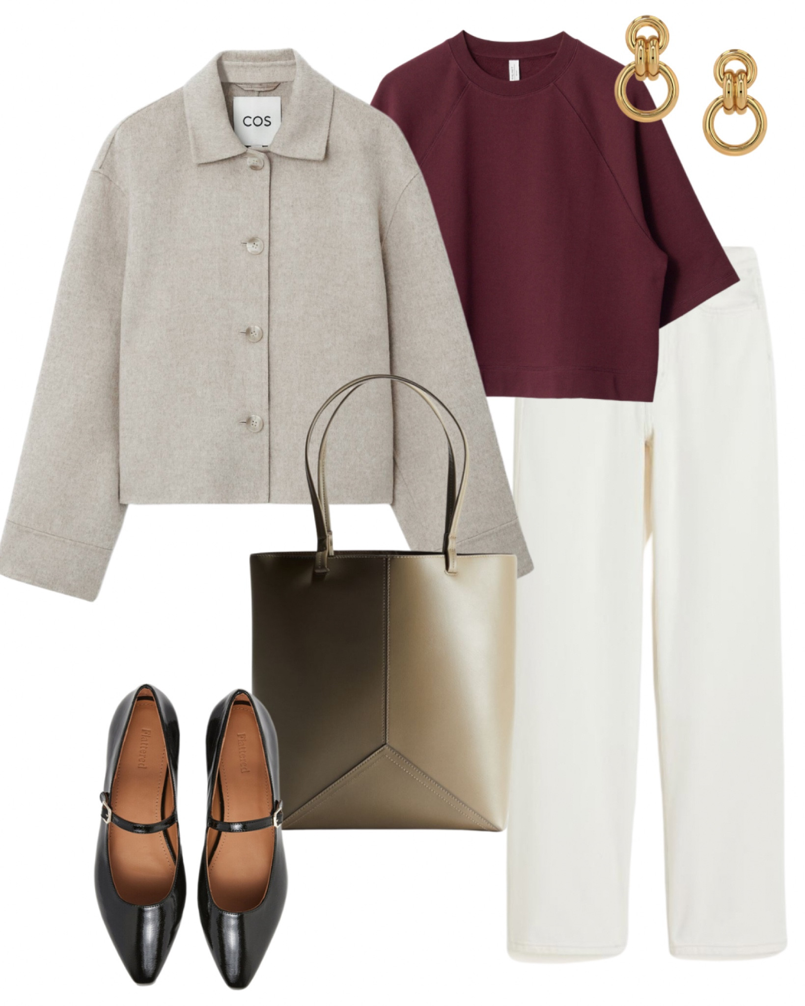 Burgundy t-Shirt, white denim trousers, Mary Jane ballerinas

#LTKShoeCrush #LTKStyleTip #LTKWorkwear