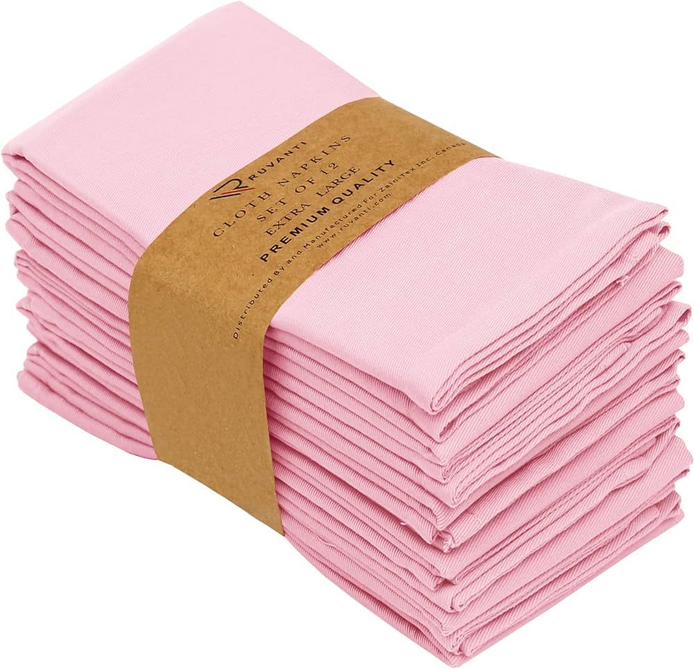 Ruvanti Cloth Napkins Set of 12, 18x18 Inches Napkins Cloth Washable, Soft, Durable, Absorbent, C... | Amazon (US)