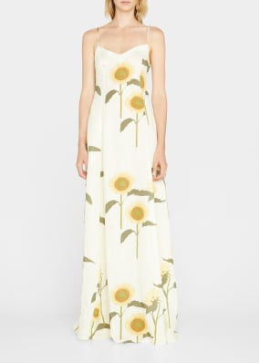 BERNADETTE Daisy-Print Linen Dress | Bergdorf Goodman
