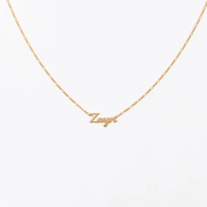 Custom Name Necklace Figaro Chain - Script Name Necklace - Personalized Name Necklace - Layering ... | Etsy (US)