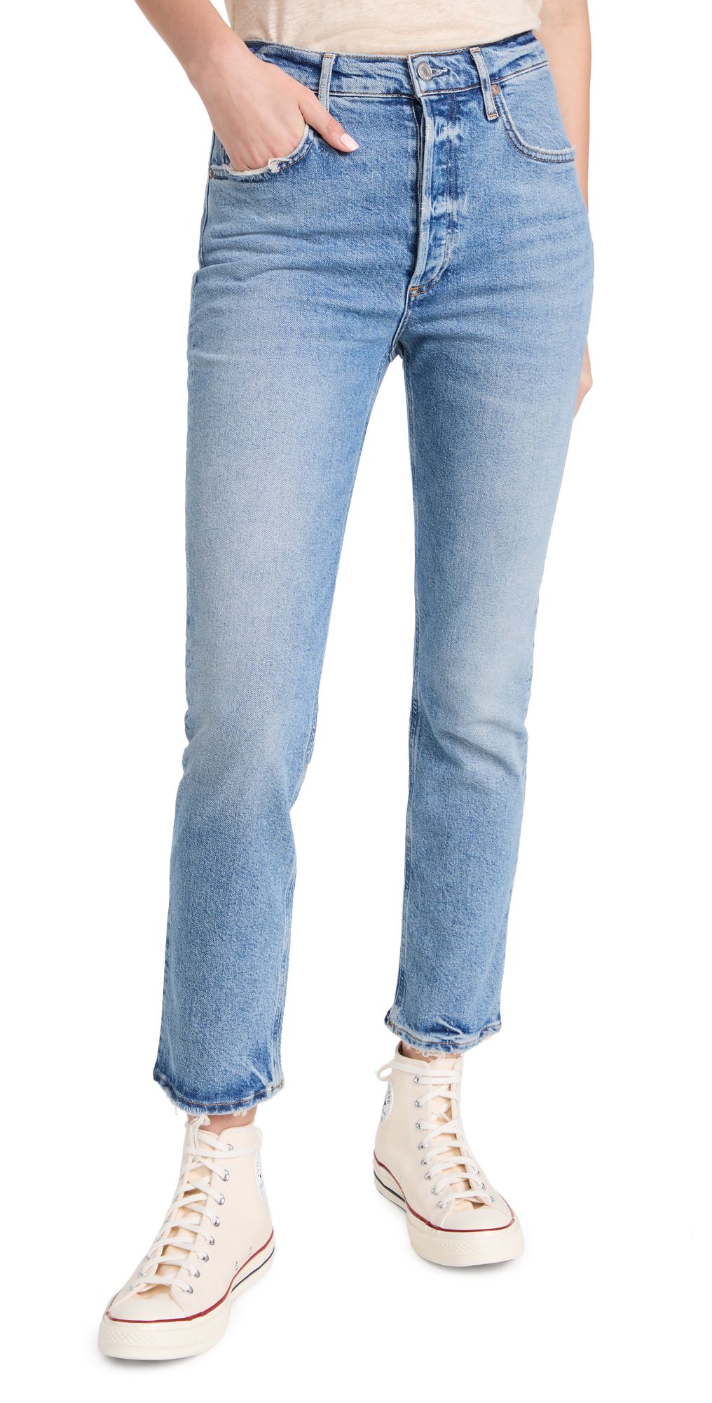 AGOLDE Riley Long High Rise Straight Jeans | Shopbop
