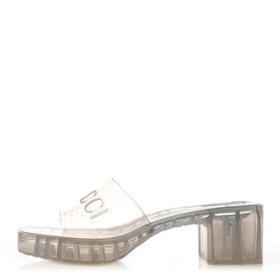 GUCCI Rubber Gucci Logo Womens Platform Slide Sandals 38 Transparent | FASHIONPHILE (US)