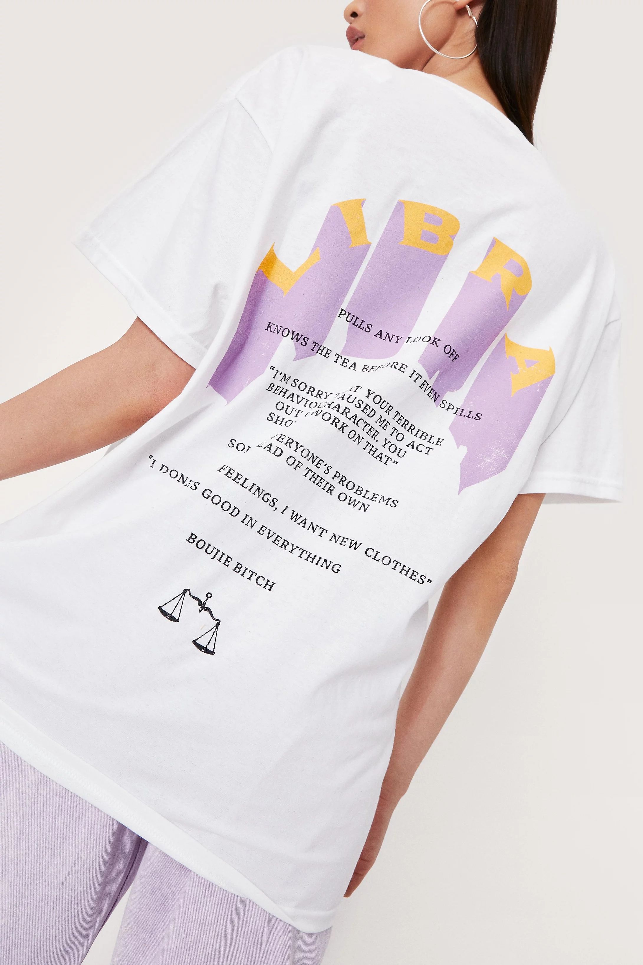 Libra Zodiac Graphic Crew Neck T-Shirt | NastyGal (UK, IE)