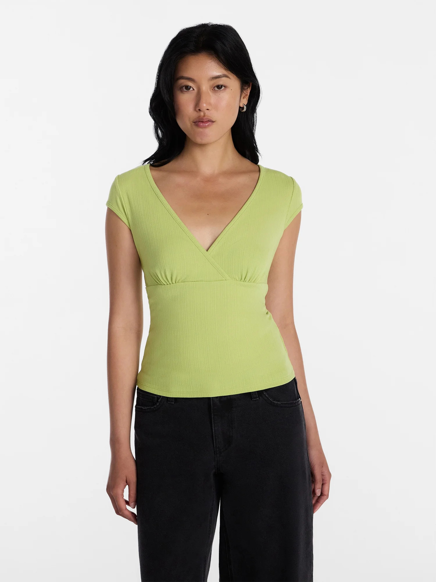 No Boundaries Empire Seam Top with Short Sleeves, Women\u2019s XXS-XXL | Walmart (US)