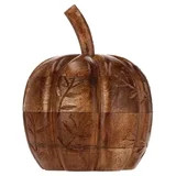 Wood Carved Short Pumpkin Tabletop Decoration, Brown, 6.75", Fall by Way To Celebrate | Walmart (US)