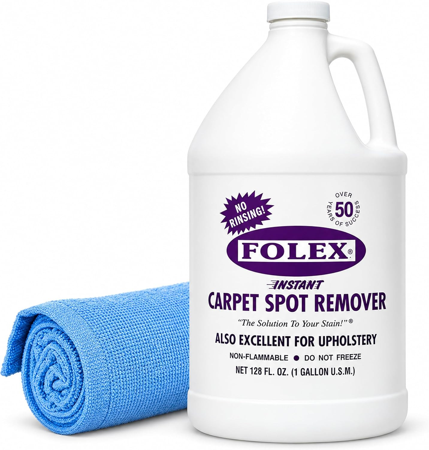FOLEX Instant Carpet Spot Remover 128 oz - Powerful Stain Remover for Carpets, Upholstery & Rugs - Eliminates Pet Stains, Grease, Red Wine, Food, Makeup & More - With Reusable Cleaning Cloth | Amazon (US)