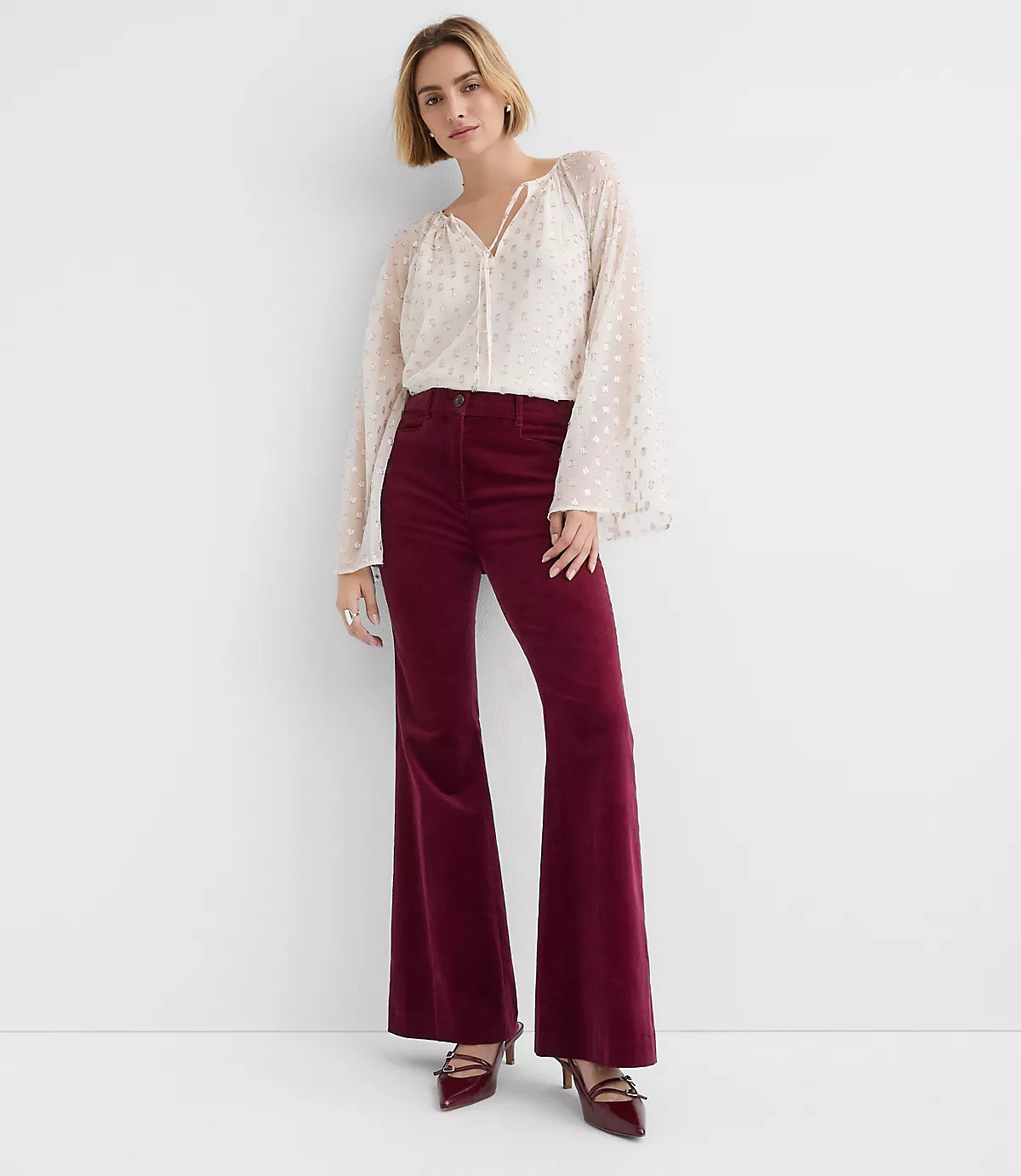 Slim Flare Pants in Stretch Velvet | LOFT