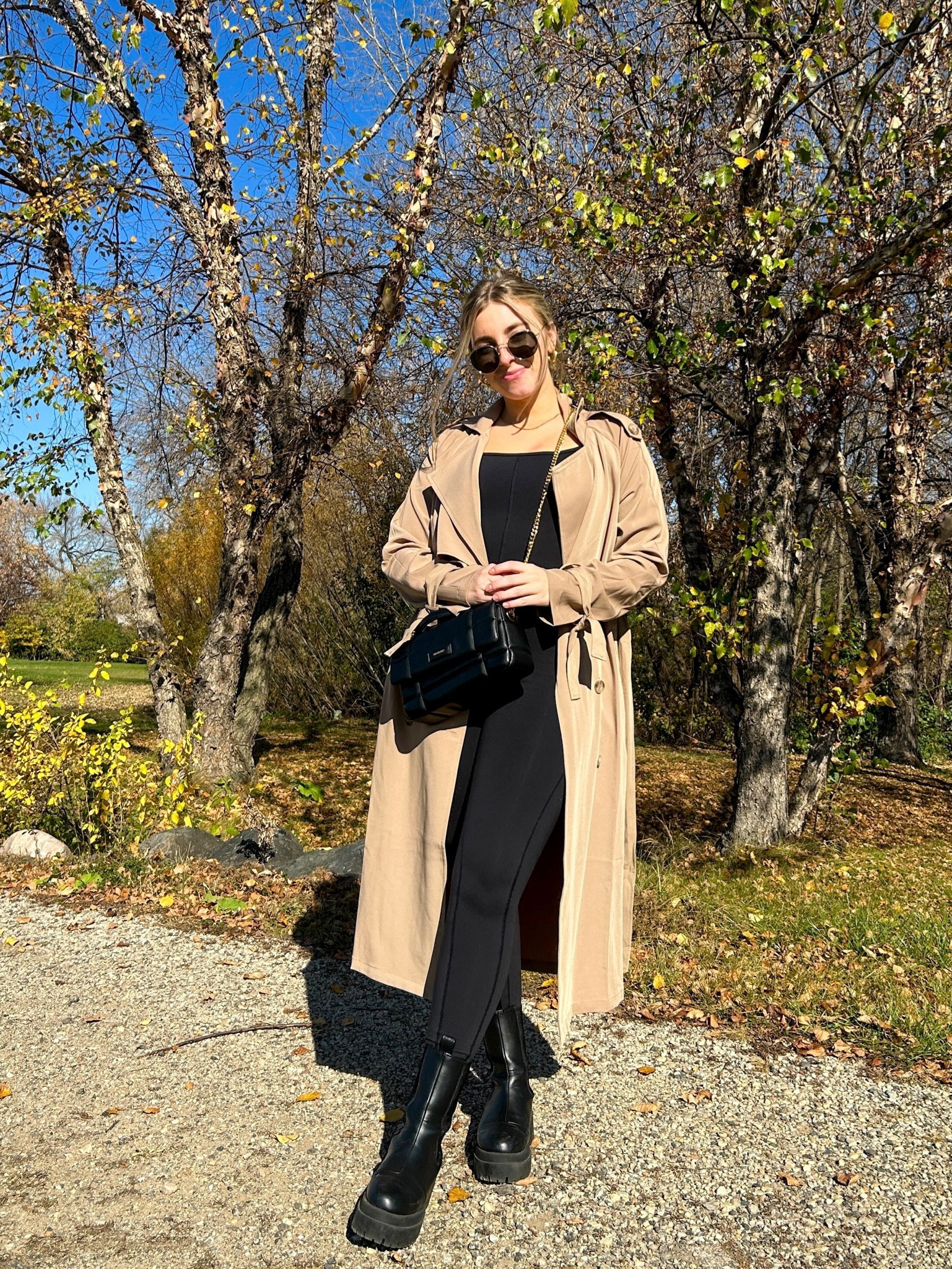 Trench coat outfit, fall trench coat, princess Polly trench, Aritzia Wilfred free divinity jumpsuit outfit, hm Chelsea boots, fall casual style, street style casual fall, beige trench coat 

#LTKunder100 #LTKstyletip #LTKSeasonal