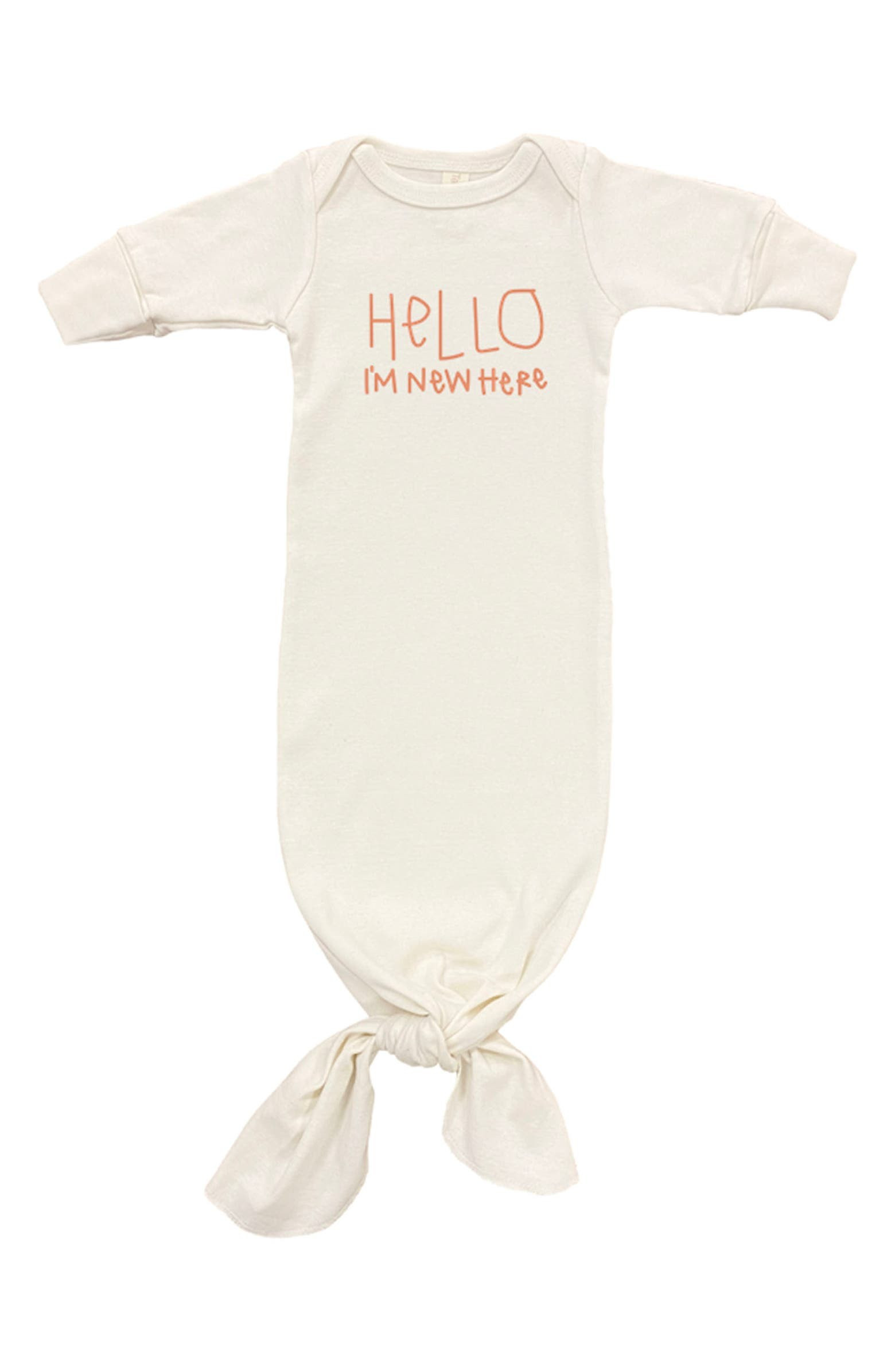Hello I'm New Here Organic Cotton Gown | Nordstrom