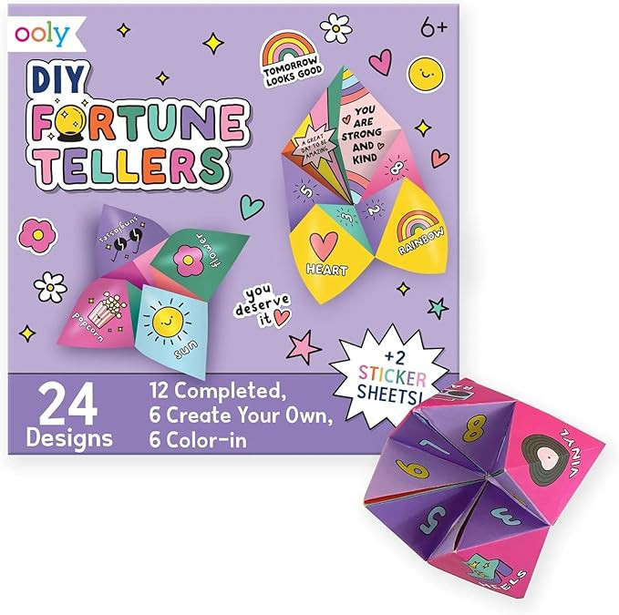 Ooly DIY Paper Kit, 24 Fortune Teller Designs & Stickers, Kit Includes 12 Completed, 6 Blank and ... | Amazon (US)