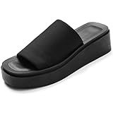 Platform Sandals Women Wedges Slides Chunky Heels Wedge Sandals Fabric Mule Fitted Cloud Lightwei... | Amazon (US)