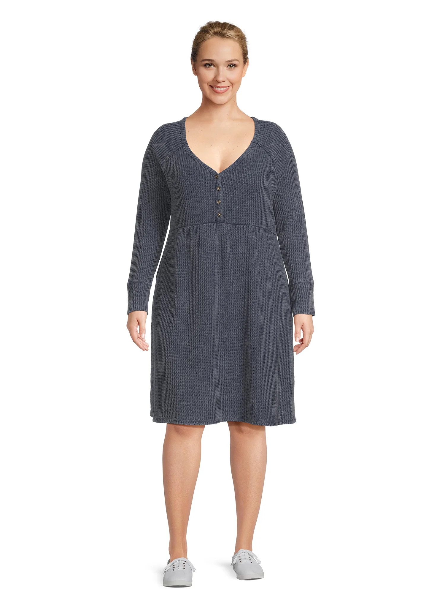 Terra & Sky Women's Plus Size Waffle Knit Babydoll Dress | Walmart (US)