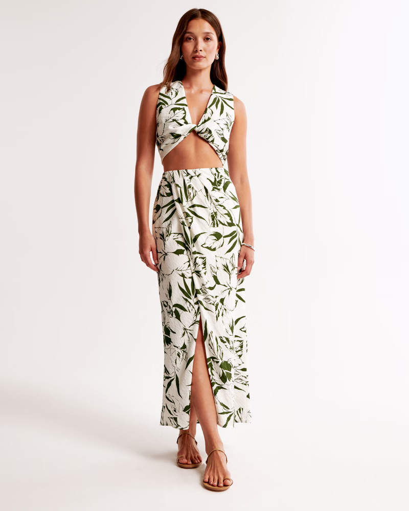 Mid Rise Sarong Maxi Skirt | Abercrombie & Fitch (US)