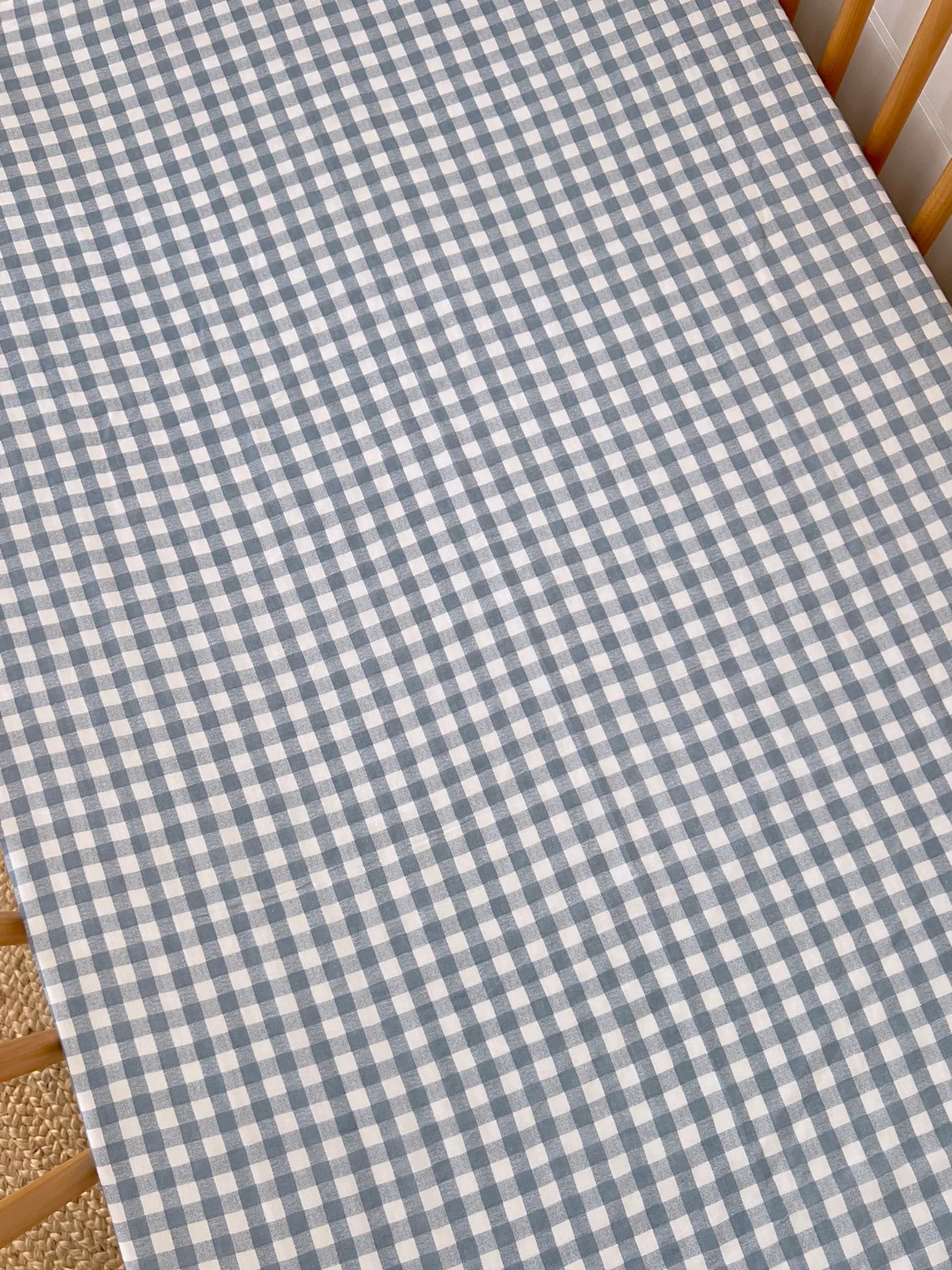 Blue Gingham / Organic Crib Sheet | SpearmintLOVE