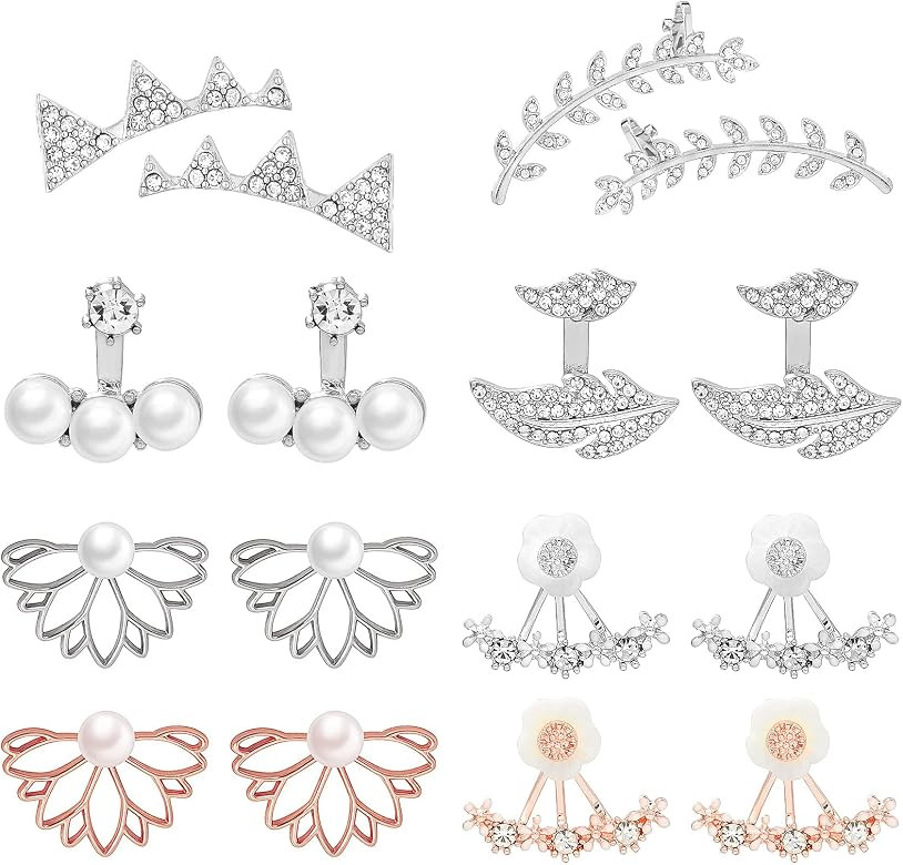 Suyi Fashion Hollow Lotus Flower Earrings Crystal Simple Chic Stud Earrings Set | Amazon (US)