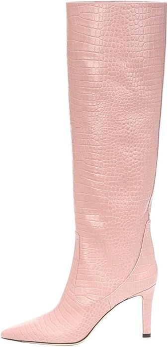 ARQA Women's Stiletto Knee High Boots Pointed Toe Crocodile Dress Long Boot Casual Booties Large ... | Amazon (US)