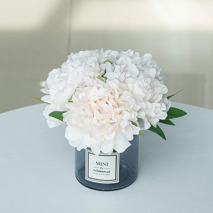 Billibobbi ,Artificial Flowers with Vase, Fake Peony Flowers in Gray Vase,Faux Flower Arrangement... | Amazon (US)